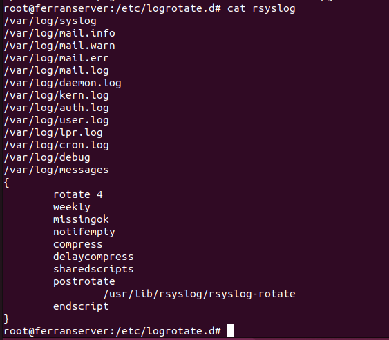 cat /etc/logrotate.d/rsyslog