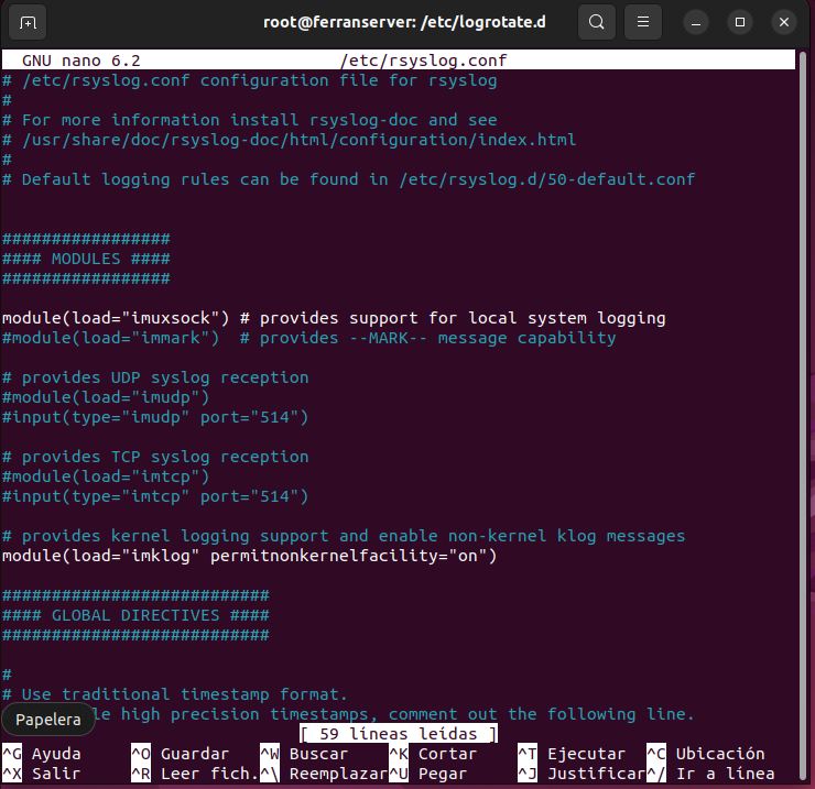 nano /etc/rsyslog.conf - contingut