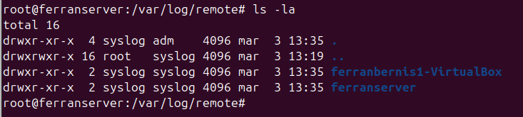 ls -la /var/log/remote